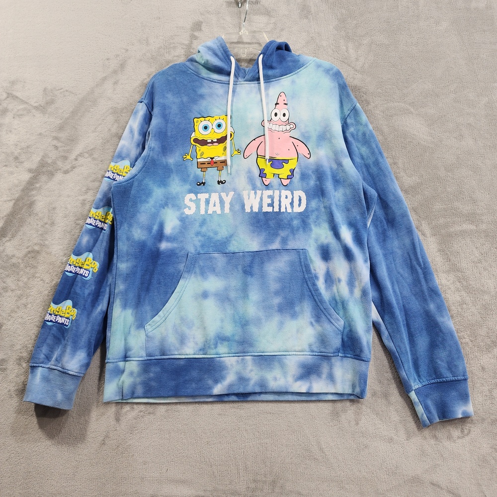 Nickelodeon SpongeBob Hoodie Mens L Blue Tie Dye Patrick Stay Weird Pullover